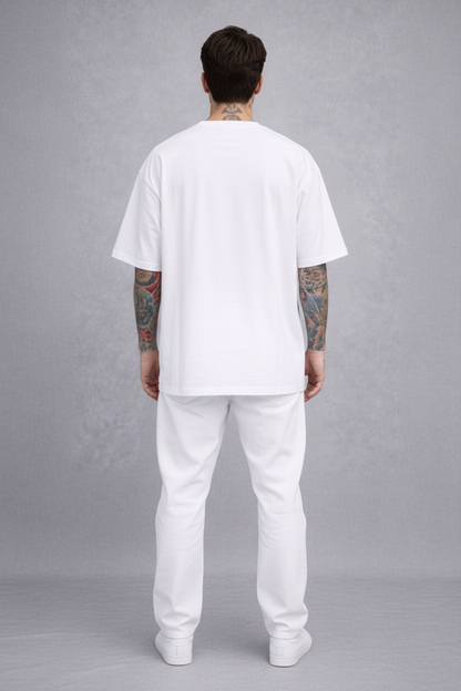Red Kanji "ANIME" Graphic Oversized T-Shirt - White Heavyweight Streetwear