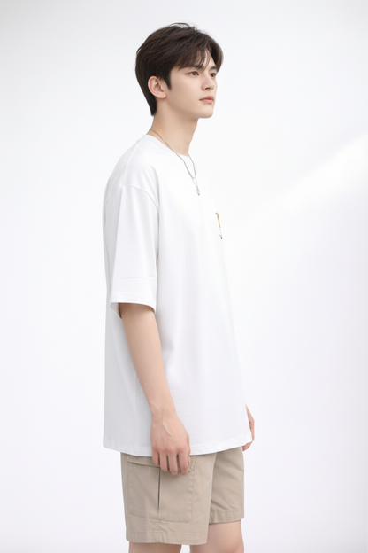 White "Peek-a-Bear" Oversized Tee