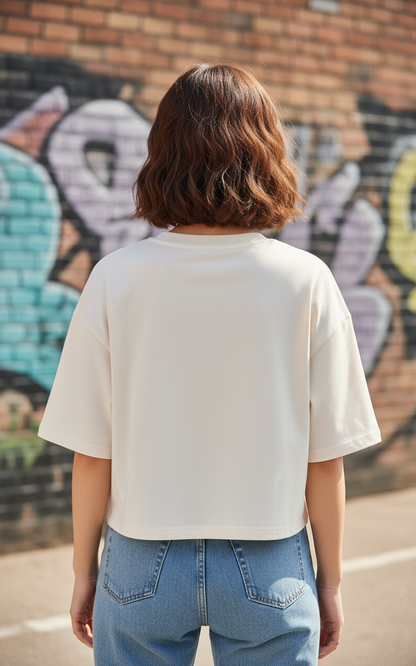 Rubik’s Math Equation Women's Crop T-Shirt - Cream/Off-White