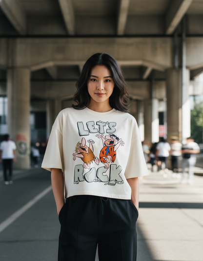 "Let's Rock" Flintstones Inspired Oversized T-Shirt