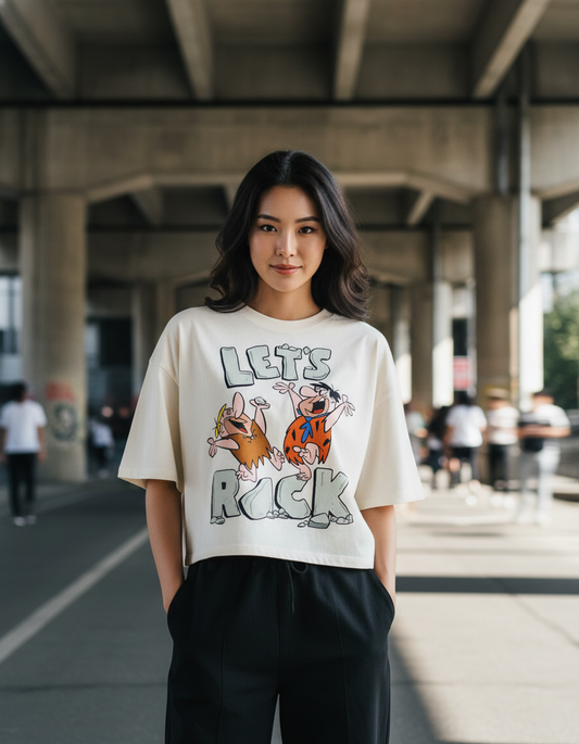 "Let's Rock" Flintstones Inspired Oversized T-Shirt