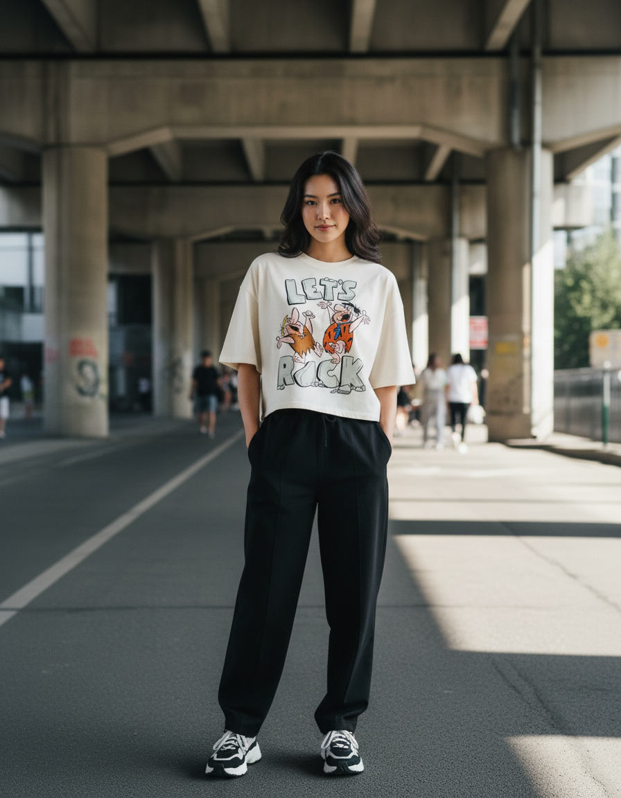 "Let's Rock" Flintstones Inspired Oversized T-Shirt