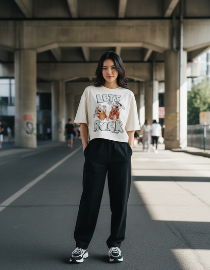 "Let's Rock" Flintstones Inspired Oversized T-Shirt