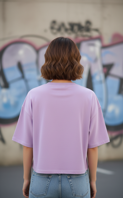 "Math Cube" Graphic Oversized T-Shirt - Lavender Heavyweight Streetwear