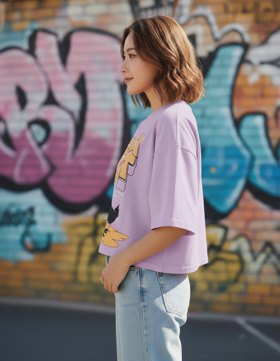 "Feelin' Hot" Graphic Oversized T-Shirt - Lavender Heavyweight Streetwear