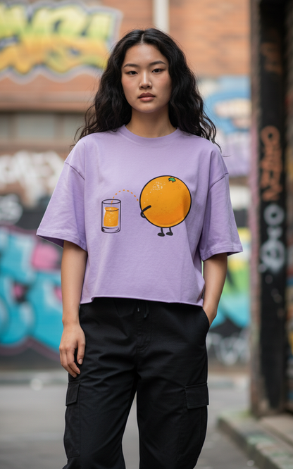 "Juice Up" Minimalist Graphic Oversized T-Shirt - Lavender Heavyweight Streetwear