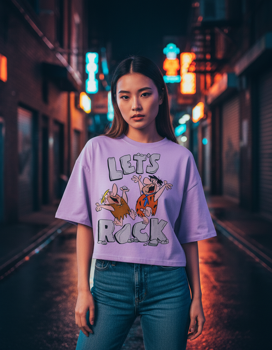 "Let's Rock" Graphic Oversized T-Shirt - Lavender Heavyweight Streetwear Tee