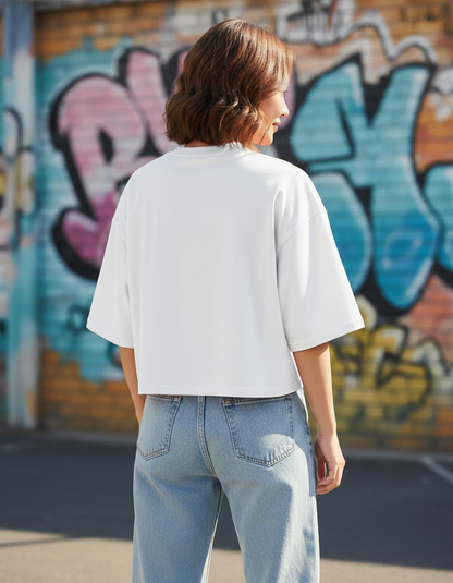 "Feelin' Hot" Graphic Oversized T-Shirt - White Heavyweight Retro Streetwear Tee
