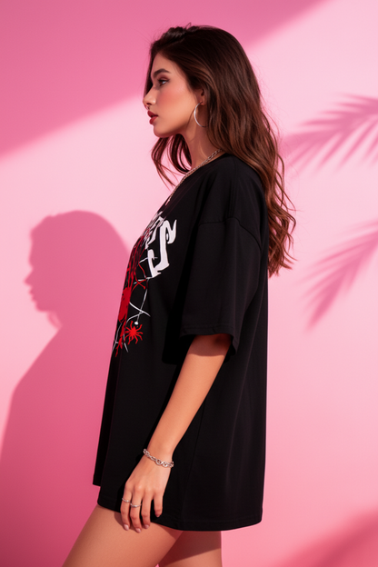 BEFALTU “Timeless Spider” Oversized Black T-Shirt for Women