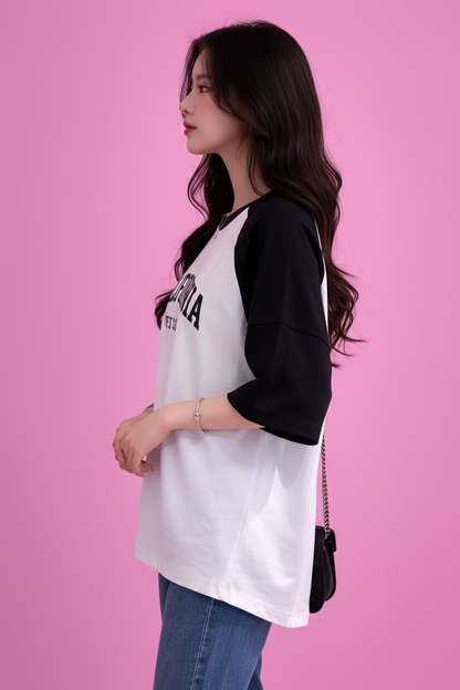 BEFALTU “California West Coast” Typography Raglan Oversized T-Shirt for Women