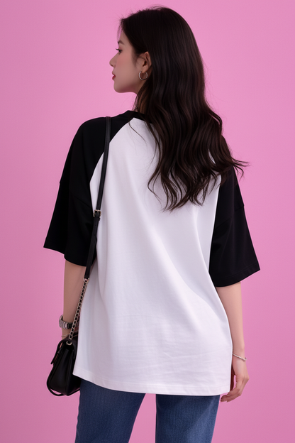 BEFALTU “California West Coast” Typography Raglan Oversized T-Shirt for Women