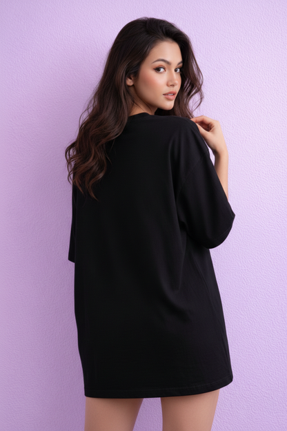 BEFALTU “West Bears Club” Oversized Black T-Shirt for Women