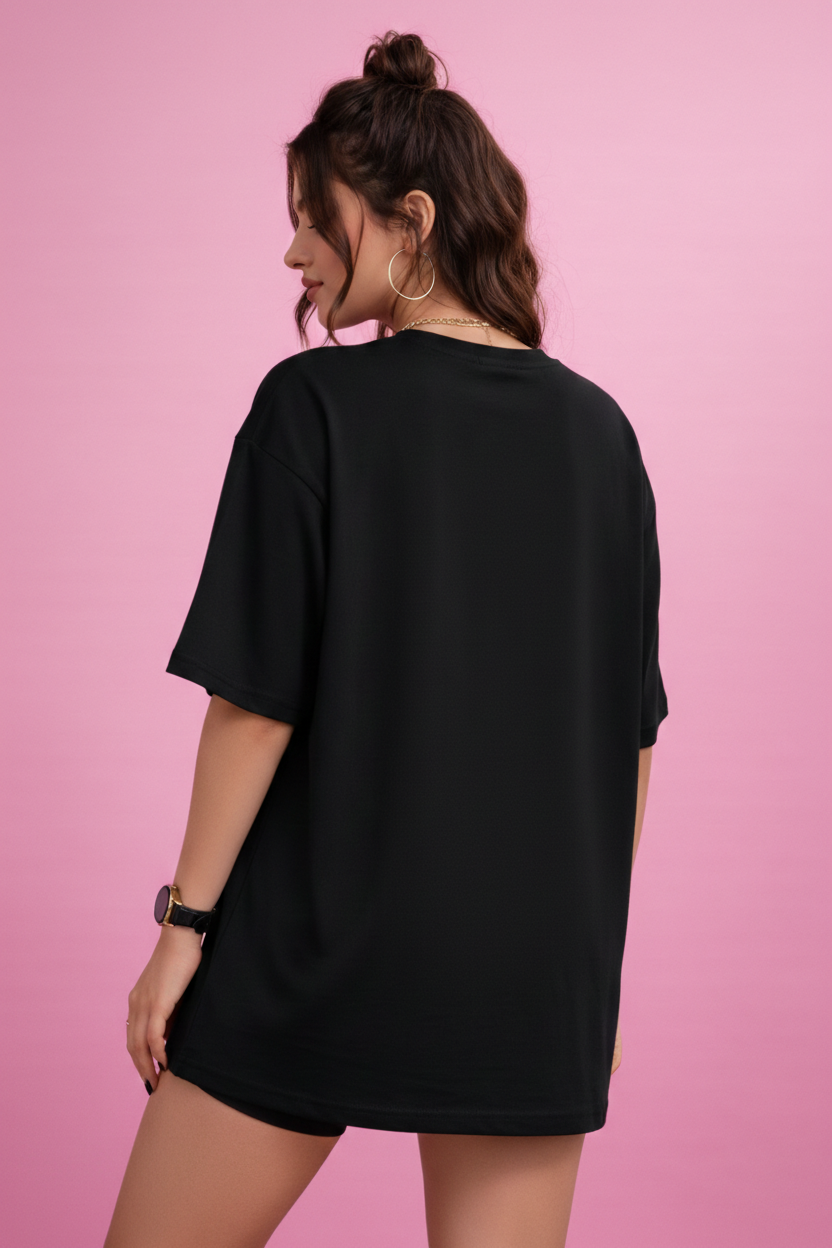 BEFALTU “DRIP” Minimal Street Style Oversized Black T-Shirt for Women  🔥