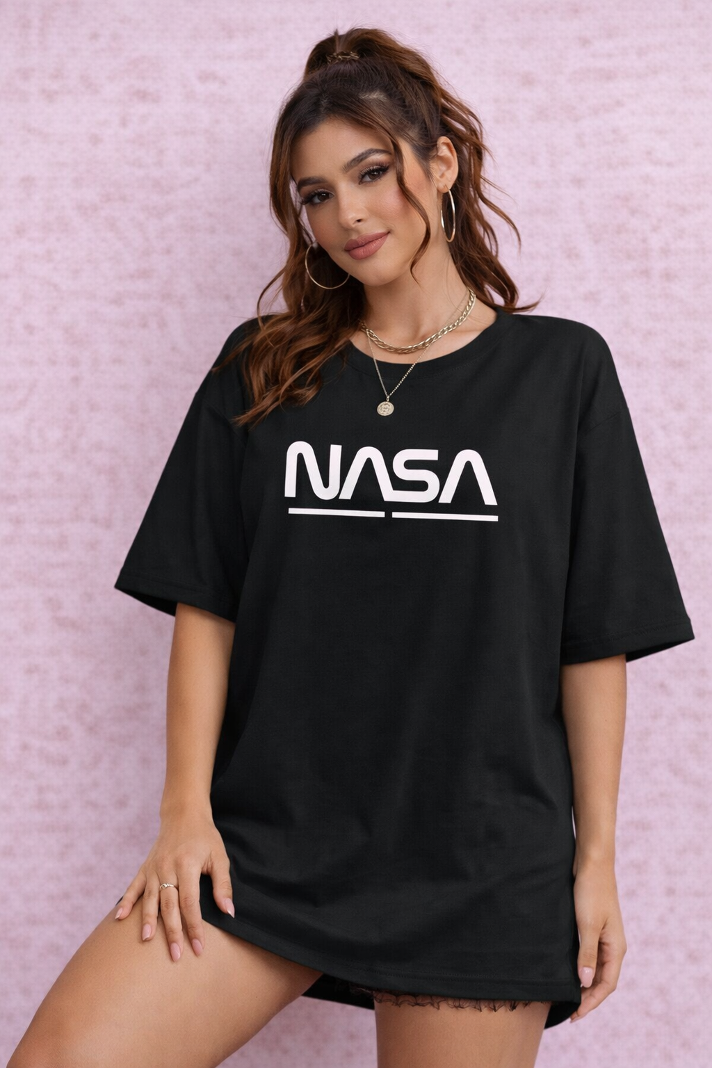 BEFALTU “Space Minimal” Oversized Black T-Shirt for Women