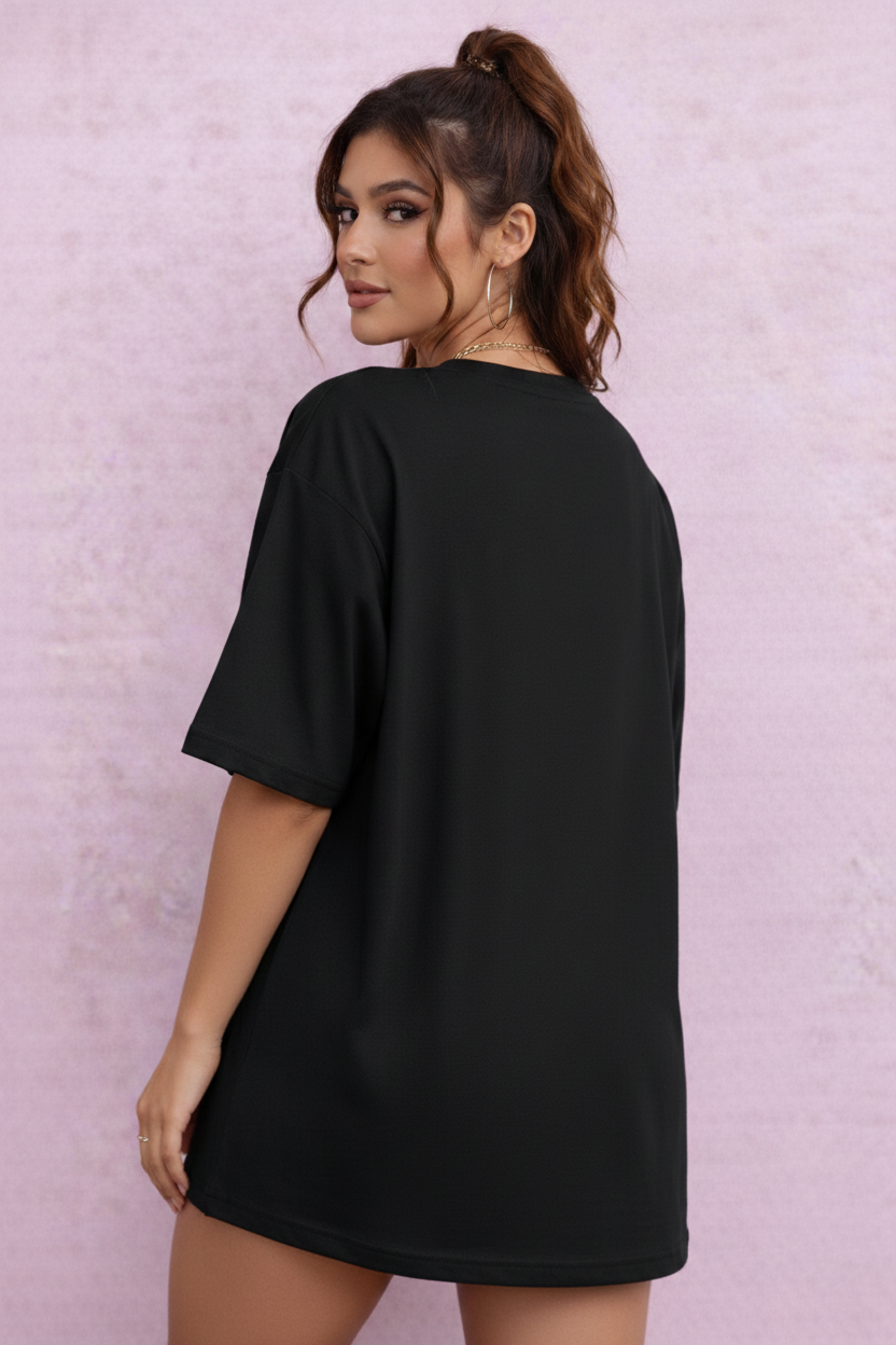 BEFALTU “Space Minimal” Oversized Black T-Shirt for Women