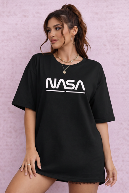 BEFALTU “Space Minimal” Oversized Black T-Shirt for Women