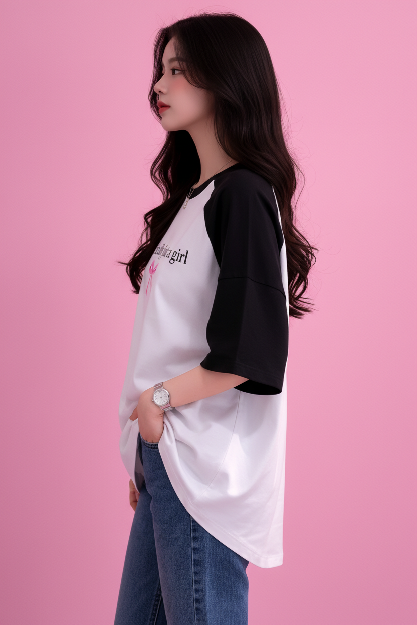 BEFALTU “I’m Literally Just a Girl” Aesthetic Oversized Raglan T-Shirt for Women