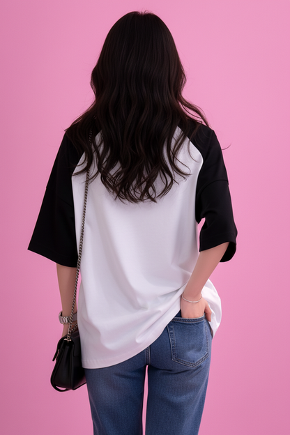 BEFALTU “Be Yourself” Pink Butterfly Aesthetic Raglan Oversized T-Shirt for Women