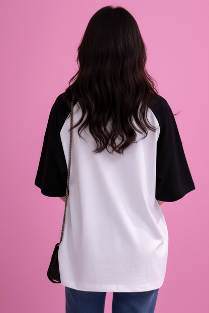 BEFALTU “Find Inner Peace” Aesthetic Bow Raglan Oversized T-Shirt for Women