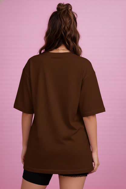 BEFALTU “DON’T LOOK BACK” Graphic Oversized BROWN T-Shirt for Women