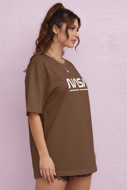 BEFALTU “Space Minimal” Oversized Brown T-Shirt for Women