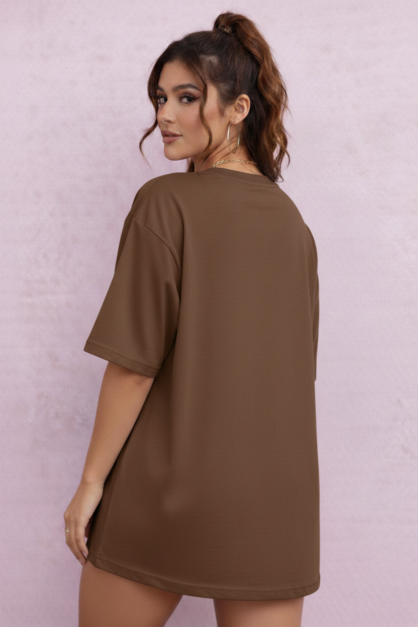 BEFALTU “Space Minimal” Oversized Brown T-Shirt for Women