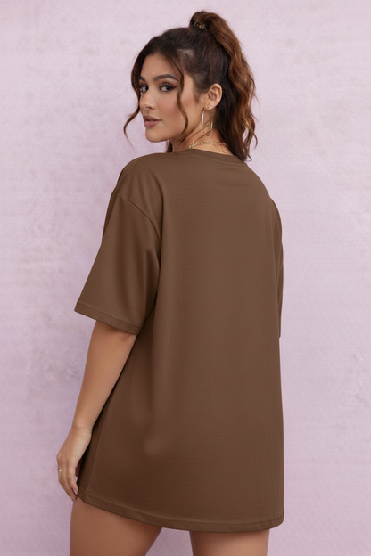 BEFALTU “Space Minimal” Oversized Brown T-Shirt for Women