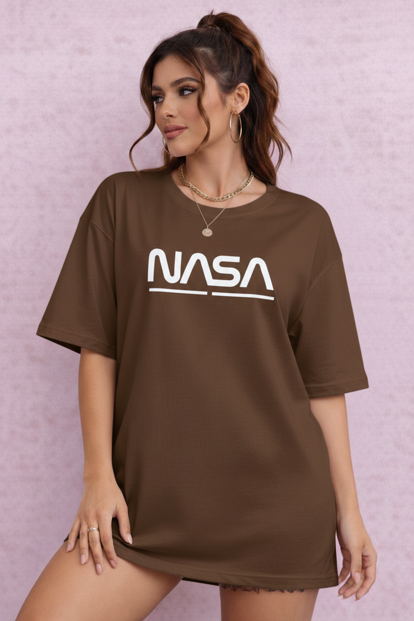 BEFALTU “Space Minimal” Oversized Brown T-Shirt for Women