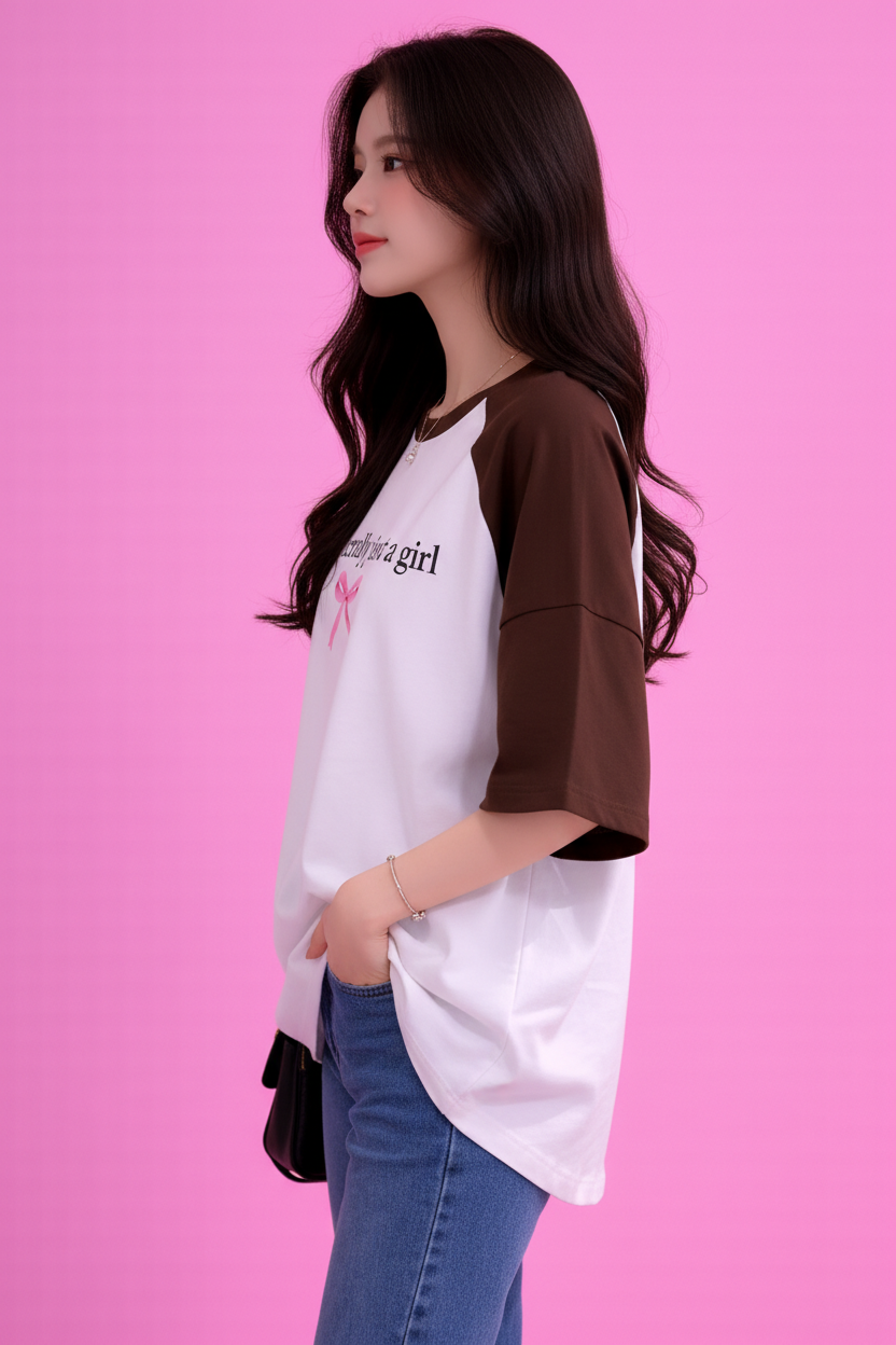 BEFALTU “I’m Literally Just a Girl” Aesthetic Oversized Raglan T-Shirt for Women
