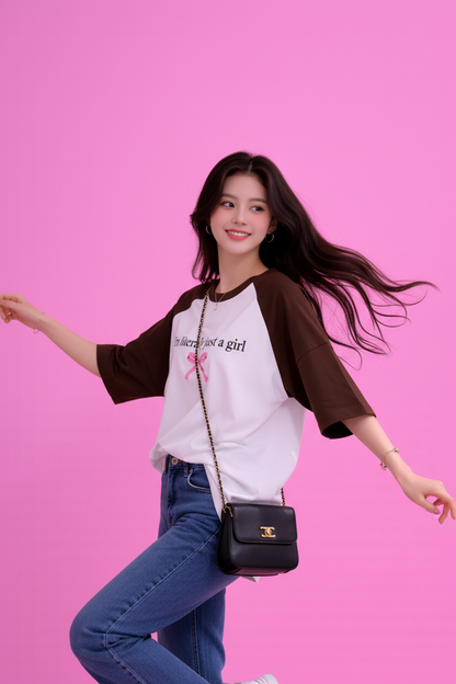 BEFALTU “I’m Literally Just a Girl” Aesthetic Oversized Raglan T-Shirt for Women