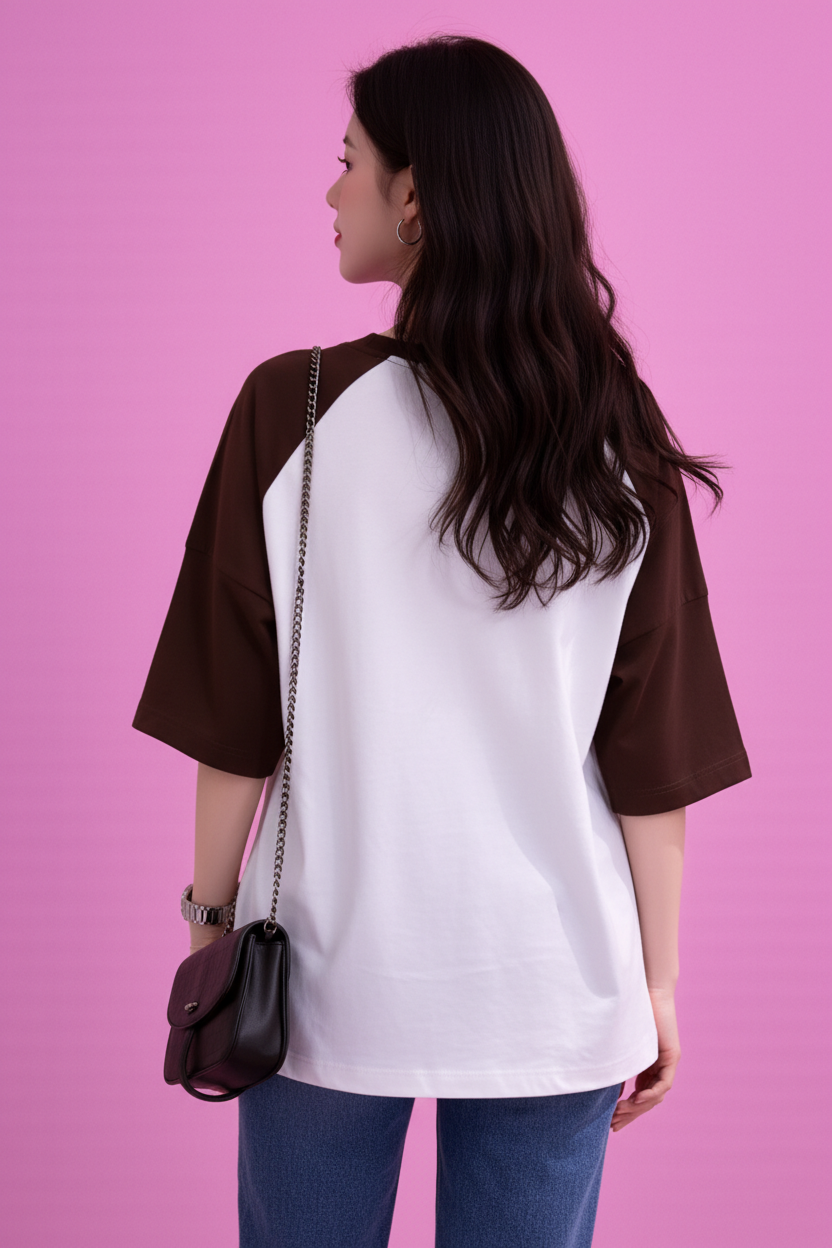 BEFALTU “Be Yourself” Pink Butterfly Aesthetic Raglan Oversized T-Shirt for Women