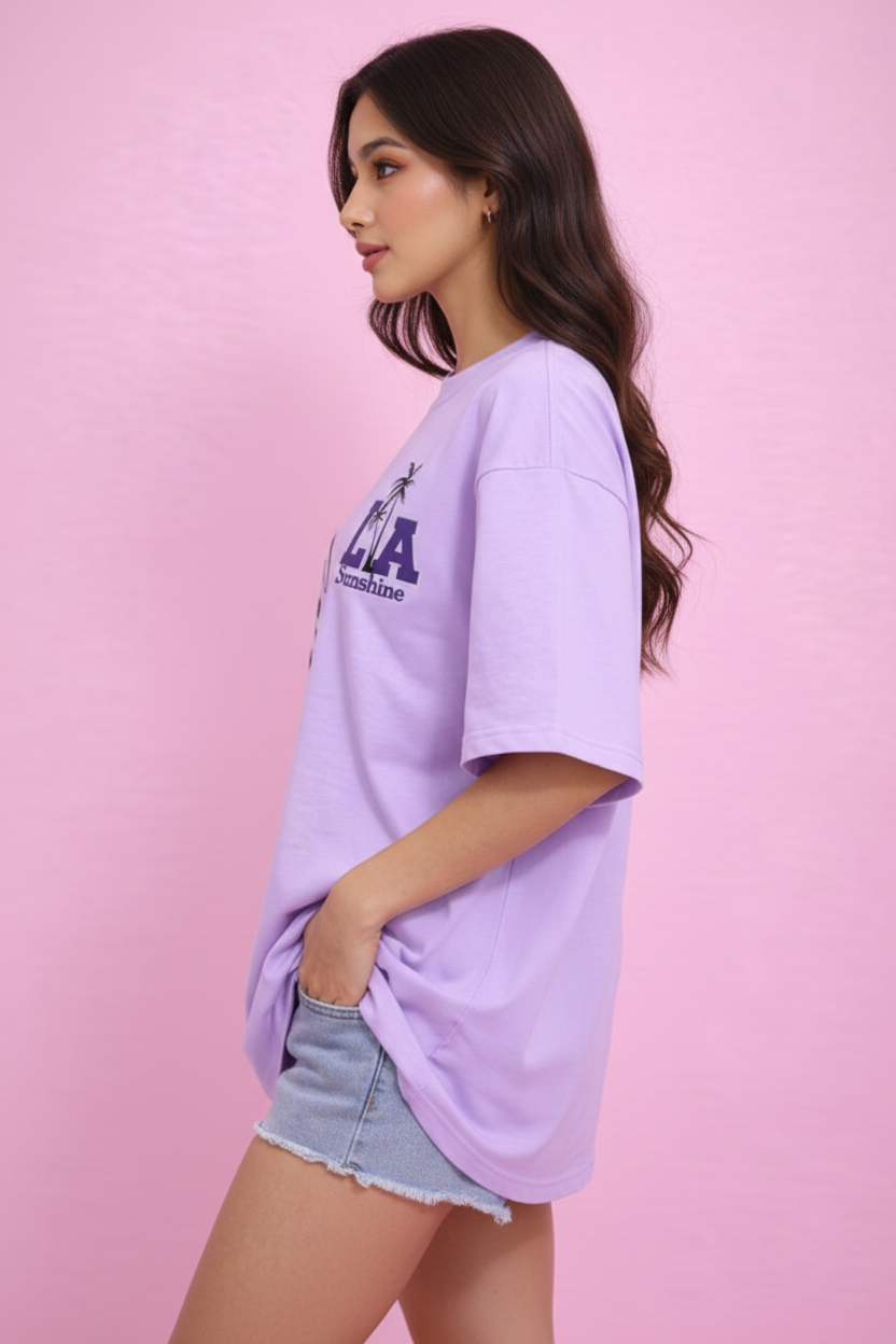 BEFALTU “LA Sunshine Confidence” Oversized LAVENDER T-Shirt for Women