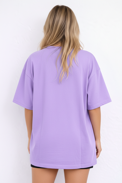 BEFALTU “Nice to Meet You” Teddy Oversized LAVENDER T-Shirt for Women