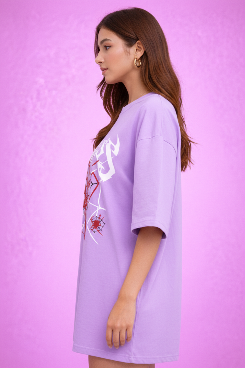 BEFALTU “Timeless Spider” Oversized LAVENDER T-Shirt for Women