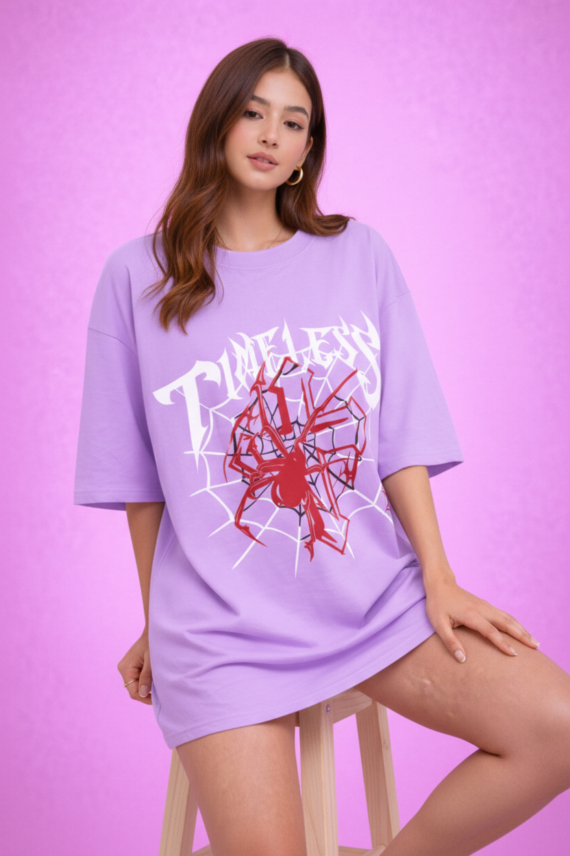 BEFALTU “Timeless Spider” Oversized LAVENDER T-Shirt for Women