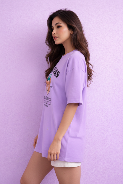 BEFALTU “West Bears Club” Oversized LAVENDER T-Shirt for Women