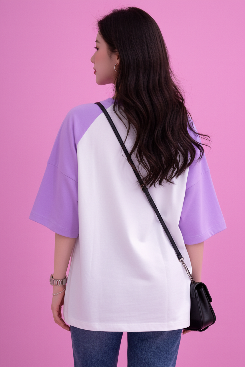 BEFALTU “Be Yourself” Pink Butterfly Aesthetic Raglan Oversized T-Shirt for Women