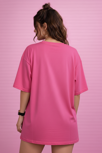 BEFALTU “Created With Purpose” Butterfly Graphic Oversized PINK T-Shirt for Women