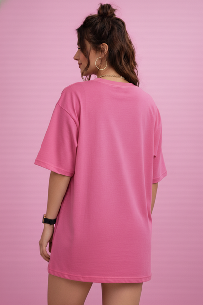 BEFALTU “DON’T LOOK BACK” Graphic Oversized PINK T-Shirt for Women