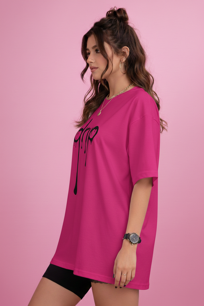 BEFALTU “DRIP” Minimal Street Style Oversized PINK T-Shirt for Women