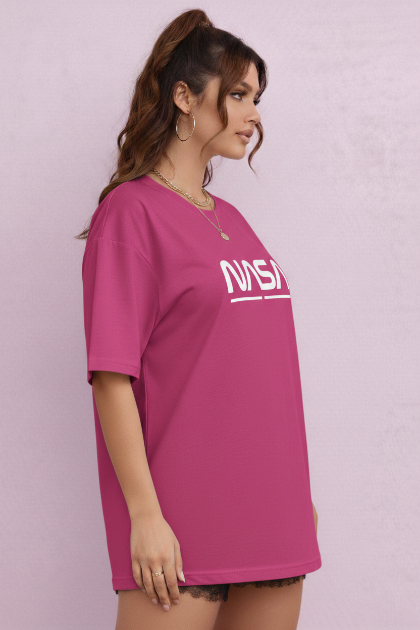 BEFALTU “Space Minimal” Oversized  pink T-Shirt for Women