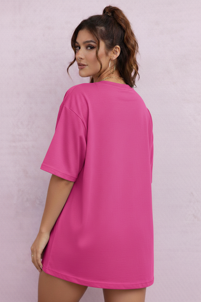 BEFALTU “Space Minimal” Oversized  pink T-Shirt for Women