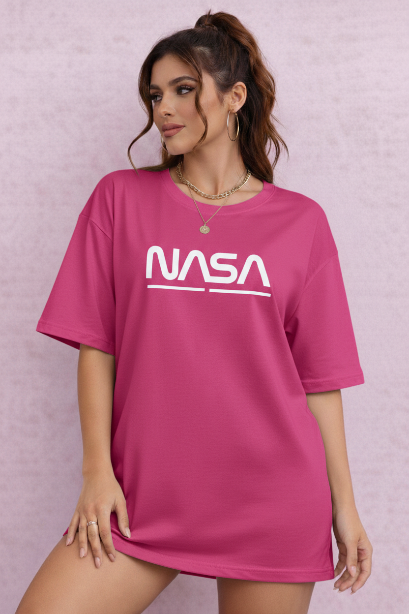 BEFALTU “Space Minimal” Oversized  pink T-Shirt for Women