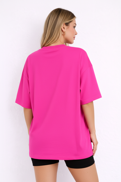 BEFALTU “Nice to Meet You” Teddy Oversized PINK T-Shirt for Women