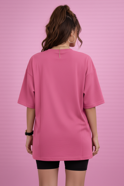 BEFALTU “Rock the World” Oversized pink T-Shirt for Women