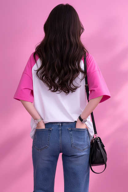 BEFALTU “Panda” Cute Minimal Graphic Raglan Oversized T-Shirt for Women