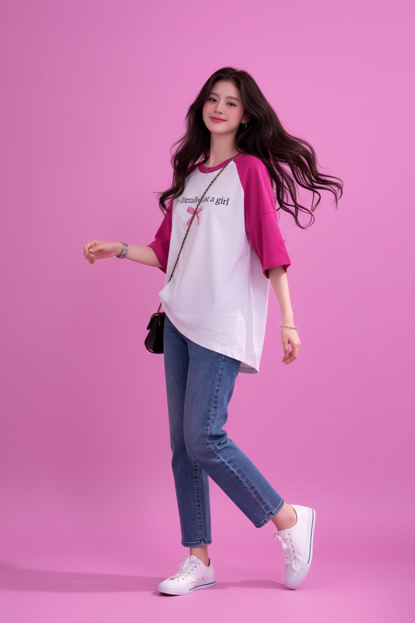 BEFALTU “I’m Literally Just a Girl” Aesthetic Oversized Raglan T-Shirt for Women