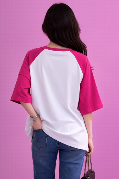 BEFALTU “Find Inner Peace” Aesthetic Bow Raglan Oversized T-Shirt for Women