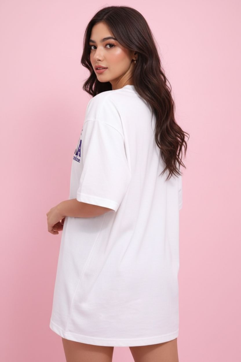 BEFALTU “LA Sunshine Confidence” Oversized WHITE T-Shirt for Women