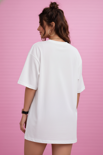 BEFALTU “DON’T LOOK BACK” Graphic Oversized WHITE T-Shirt for Women